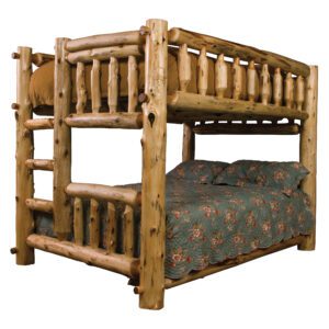 natural cedar double double bunk bed ladder left