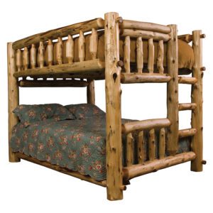 natural cedar traditional double double bunk bed ladder right