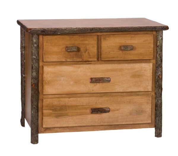 natural hickory four drawer low boy premium