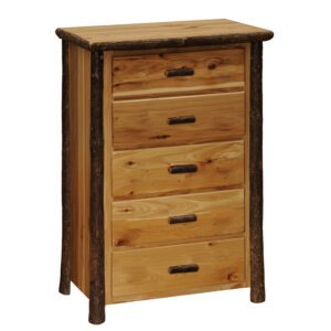 natural hickory five drawer chest value