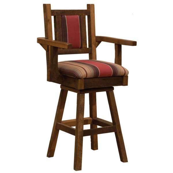 Swivel Counter Stool With Arms 24 High Standard Fabric Rustic   B16422 UF 1 