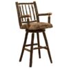 Swivel Barstool with Arms - 30" high - Natural Hickory - Standard Fabric