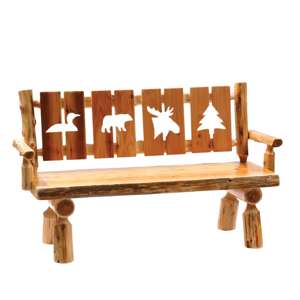 Cut-out Bench with back and arms - 72-inch - Natural Cedar - Wood Seat